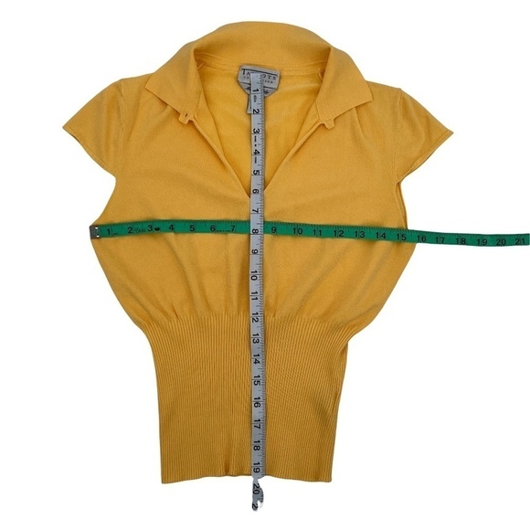 Talbots Collection Yellow V-Neck Collared Short Sleeve Blouse Size Large Women’s - Picture 4 of 7